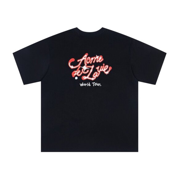 Acme De La Vie Black Short-Sleeved T-Shirt With Front And Back Letter Print - Picture 1 of 4